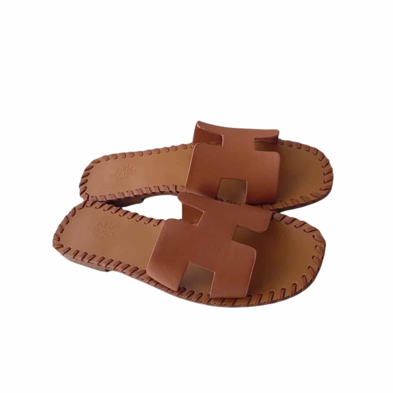 TBNB-1-4 Hermes Oran Sandals Stitching In Brown - Image 1