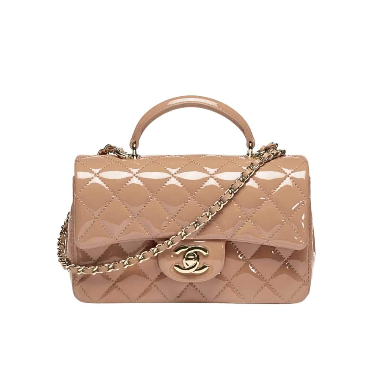 TBNB-1-48 Chanel Mini Classic Handbag With Top Handle Dark Beige 20Cm AS2431 B18237 NZW53 - Image 1