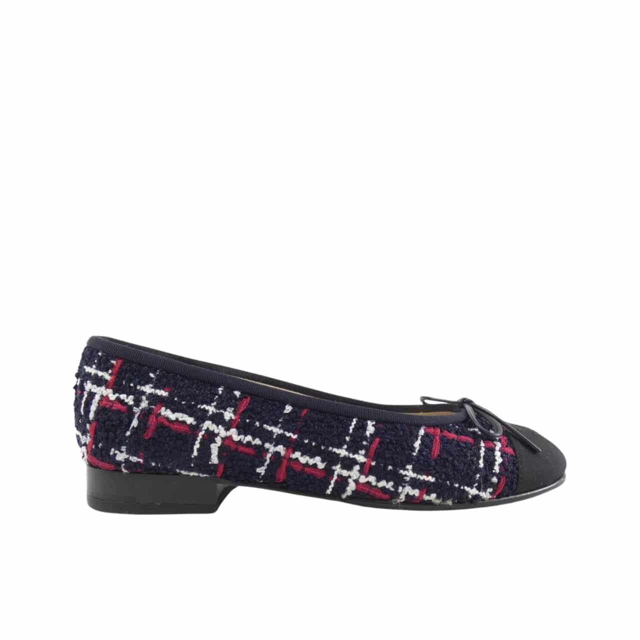 TBNB-3-13 Chanel Ballerina Flat Shoes Tweed In Black - Image 1