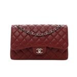 Chanel Classic Double Flap Bag Plum Red 25Cm