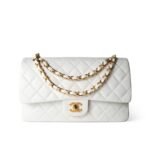 Chanel Classic Medium Handbag White 25Cm A01112