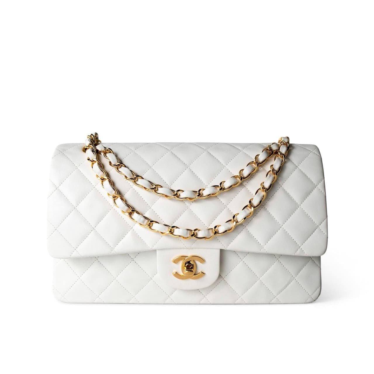 Thumbnail-1-2-1 Chanel Classic Medium Handbag White 25Cm A01112 - Image 1