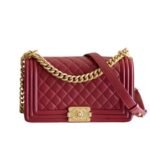 Chanel Medium Boy Caviar Handbags Red 25Cm