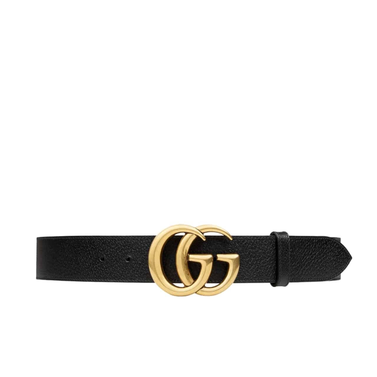 Thumbnail-20-1-2 Gucci GG Marmont Wide Belt Black Gold Logo 4Cm 406831 DJ20T 1000 - Image 1