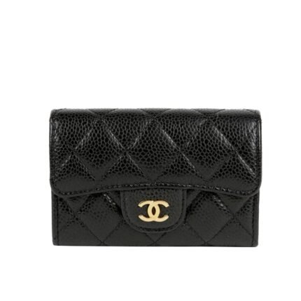 Chanel Classic Card Holder Grain Leather Black With Gold Hardware 11Cm AP0214 Y01864 C3906