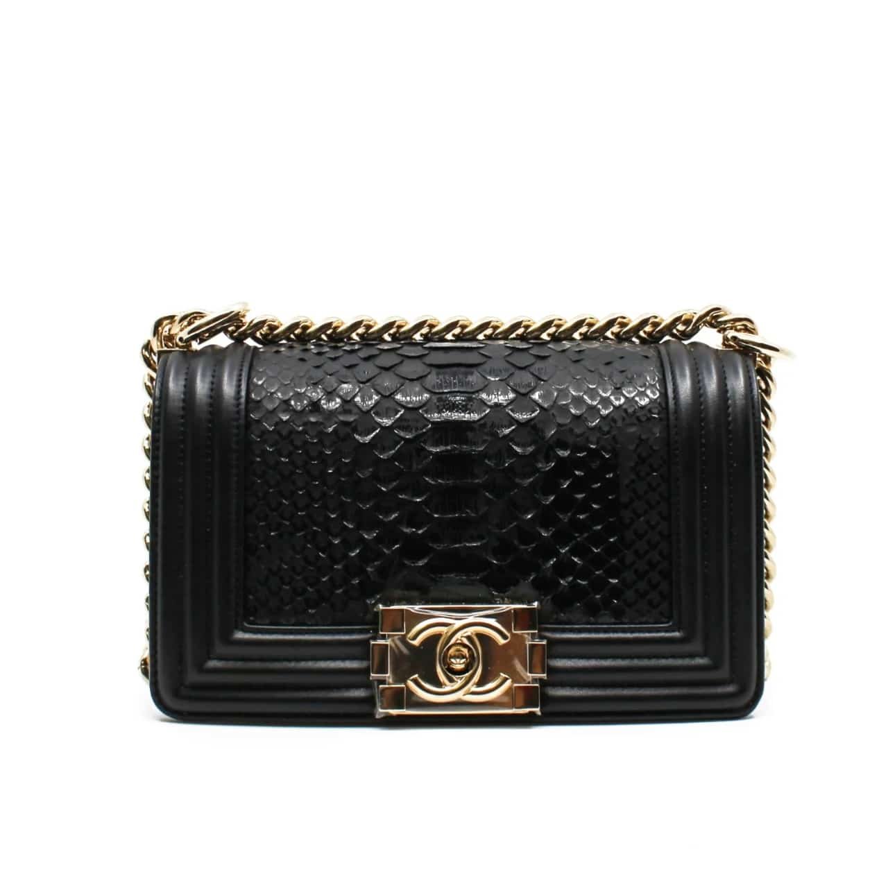 Thumbnail-3-2 Chanel Boy Flap Bag Snake Leather Black 25Cm - Image 1