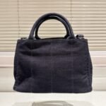 Prada Logo Printed Denim Tote Bag Black 26Cm - Image 6