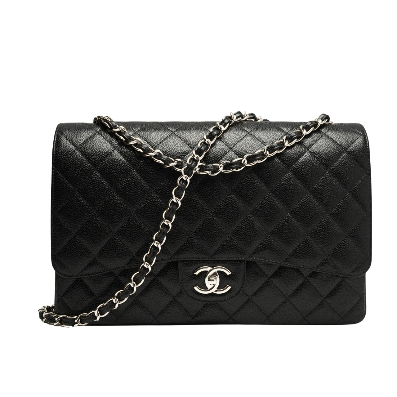 Thumbnail-36-6 Chanel Maxi Classic Handbag Silver Hardware Black 33Cm - Image 1