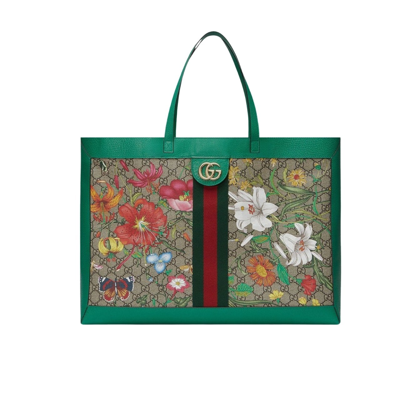 Thumbnail-4-7 Gucci Ophidia GG Flora Medium Tote Green 44Cm - Image 1