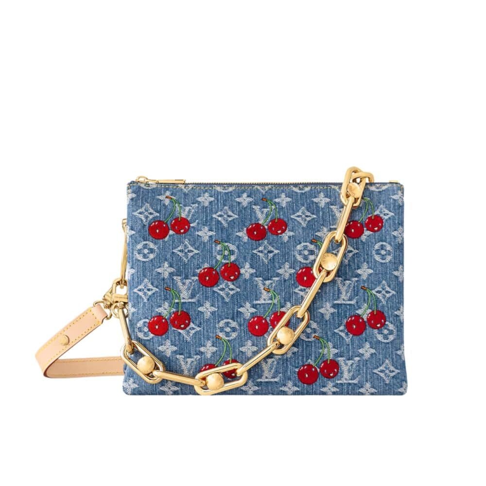 Thumbnail-42-1-1000x1000-1 Louis Vuitton X Takashi Murakami PM Coussin Bag Denim Monogram Cherry Blue 26Cm M14978 - Image 1