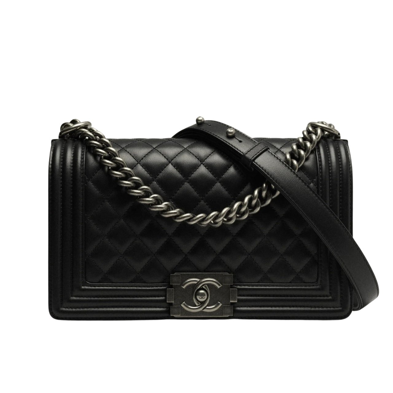 Thumbnail-5-1 Chanel Boy Medium Handbag Black Silver Hardware 25Cm A67086 Y09953 94305 - Image 1