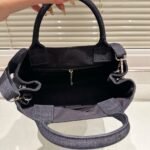 Prada Logo Printed Denim Tote Bag Black 26Cm - Image 4