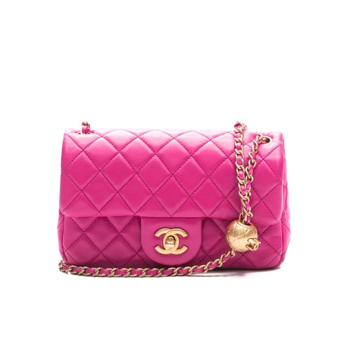 Thumbnail-50 Chanel Flap Bag With CC Ball On Strap Pink 20cm AS1787 - Image 1