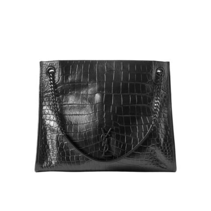 Saint Laurent Niki Shopping Bag In Embossed Leather Black 33Cm
