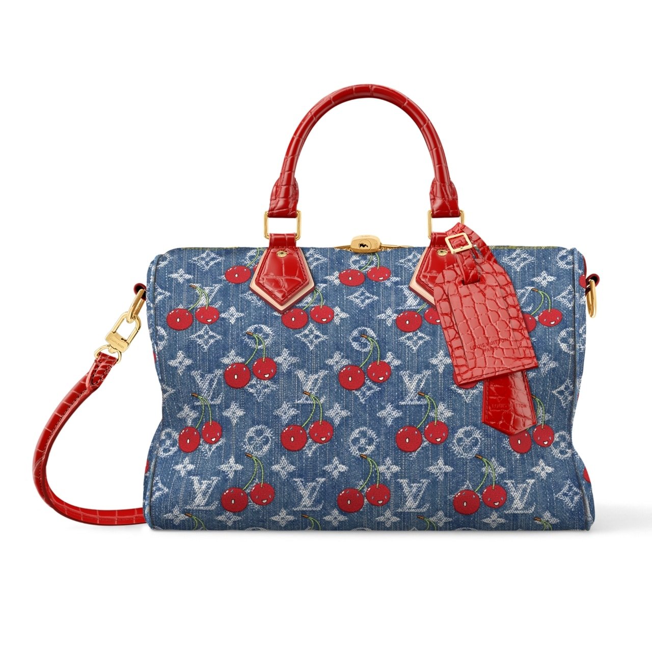 Thumbnail-6-1-1 Louis Vuitton X Takashi Murakami Bolsa Speedy Soft 30 Monogram Denim Blue 30Cm N87627 - Image 1
