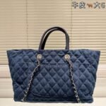 Chanel Quilted Large Coco Handle Shopping Tote Denim Blue 37Cm - Image 5