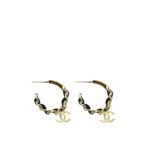 Chanel Chain CC Small Hoop Earrings Gold