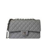 Chanel Medium Classic Flap Bag Silver Hardware Grey 25Cm
