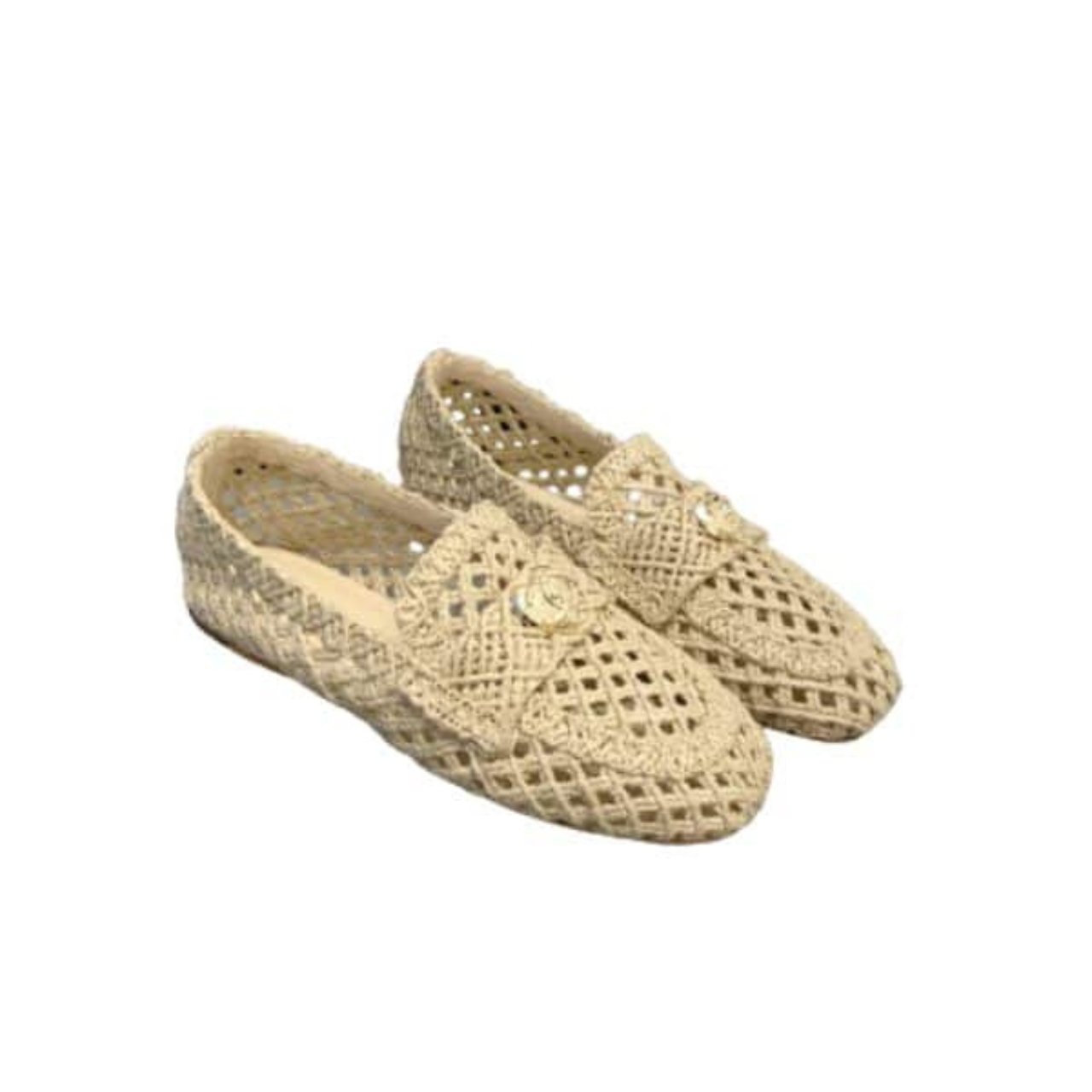 Thumbnail-9-9 Chanel Leather CC Cap Toe Slip On Loafers White - Image 1