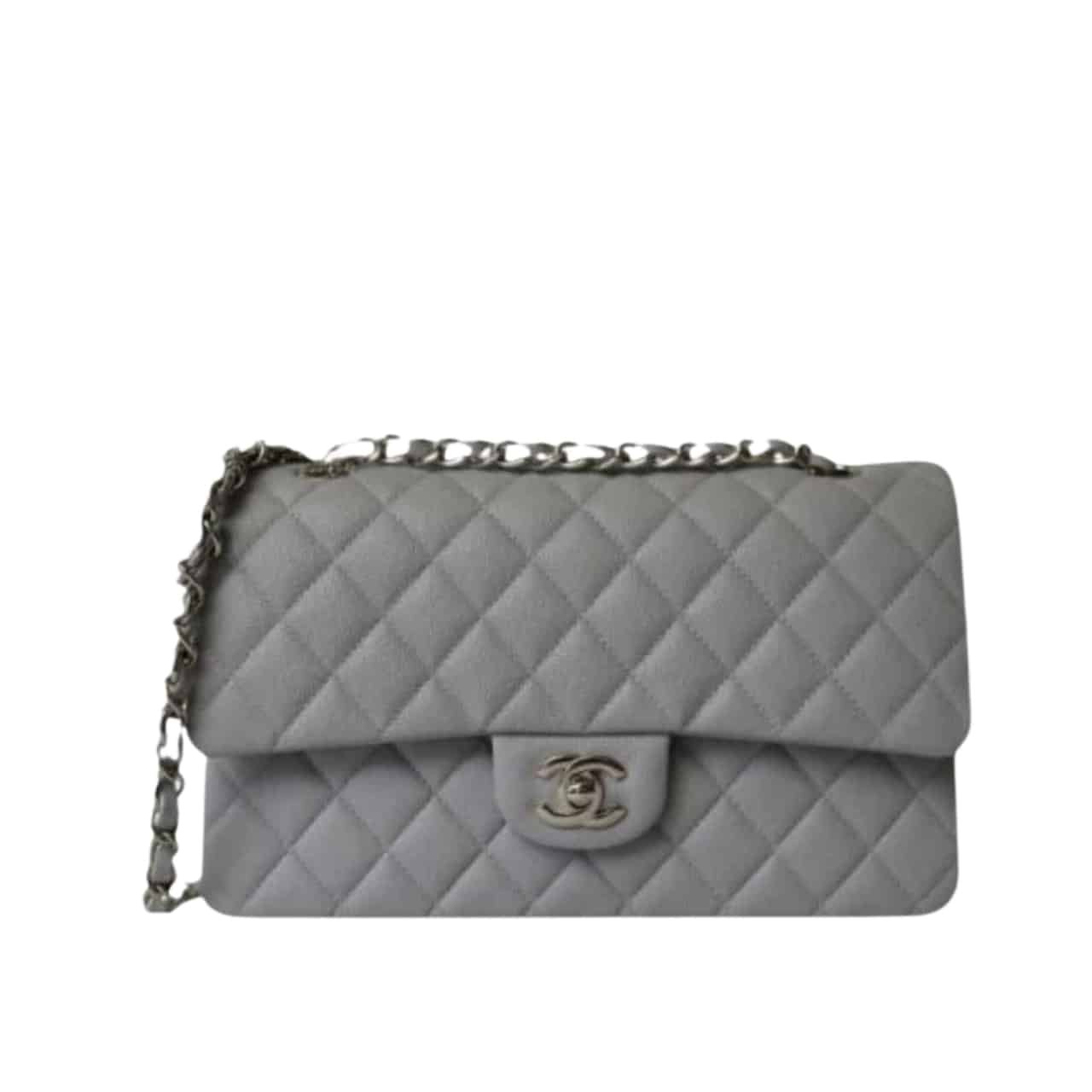 Thumbnail-9 Chanel Medium Classic Flap Bag Silver Hardware Grey 25Cm - Image 1