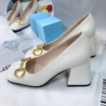 Gucci Women’S Mid Heel Pump With Horsebit White Leather 643886 C9D00 9022 - Image 3