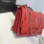 Saint Laurent Sunset Embossed Leather Bag Red 22Cm - Image 5