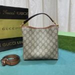 Gucci GG Emblem Mini Bucket Bag Beige And Dark Brown ‎21Cm 815118 FAD6L 9758 - Image 2