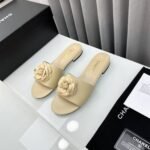 Chanel Camellia Slides Beige - Image 2