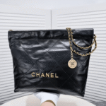 Chanel 22 Handbag Shiny And Gold Tone Metal Black 42Cm AS3261 B19059 94305 - Image 4