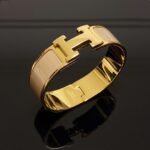Hermes Clic H Wide Bracelet Gold & Beige - Image 2