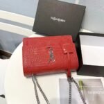 Saint Laurent Sunset Embossed Leather Bag Red 22Cm - Image 3