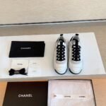 Chanel Velvet Sneakers Ivory And Black G35617 - Image 2
