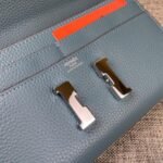 Hermes Constance Togo Long Wallet Silver Toned Hardware Blue 20Cm - Image 6