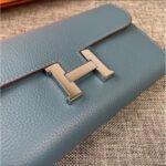 Hermes Constance Togo Long Wallet Silver Toned Hardware Blue 20Cm - Image 3