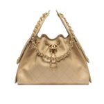 Chanel 25 Small Handbag Grained And Gold Tone Metal Beige 25Cm