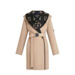 Louis Vuitton Hooded Coat Double Faced Silk Wool Brown 1AAGAV