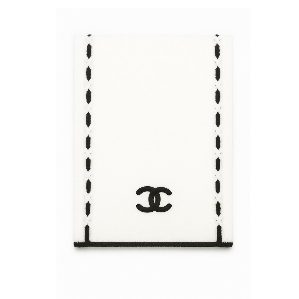 thumnail-8 Chanel CC Logo Cashmere Scarf White 180Cm - Image 1