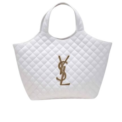 Saint Laurent Icare Maxi Shopping Bag In Quilted White 50Cm 698651AAANG1000