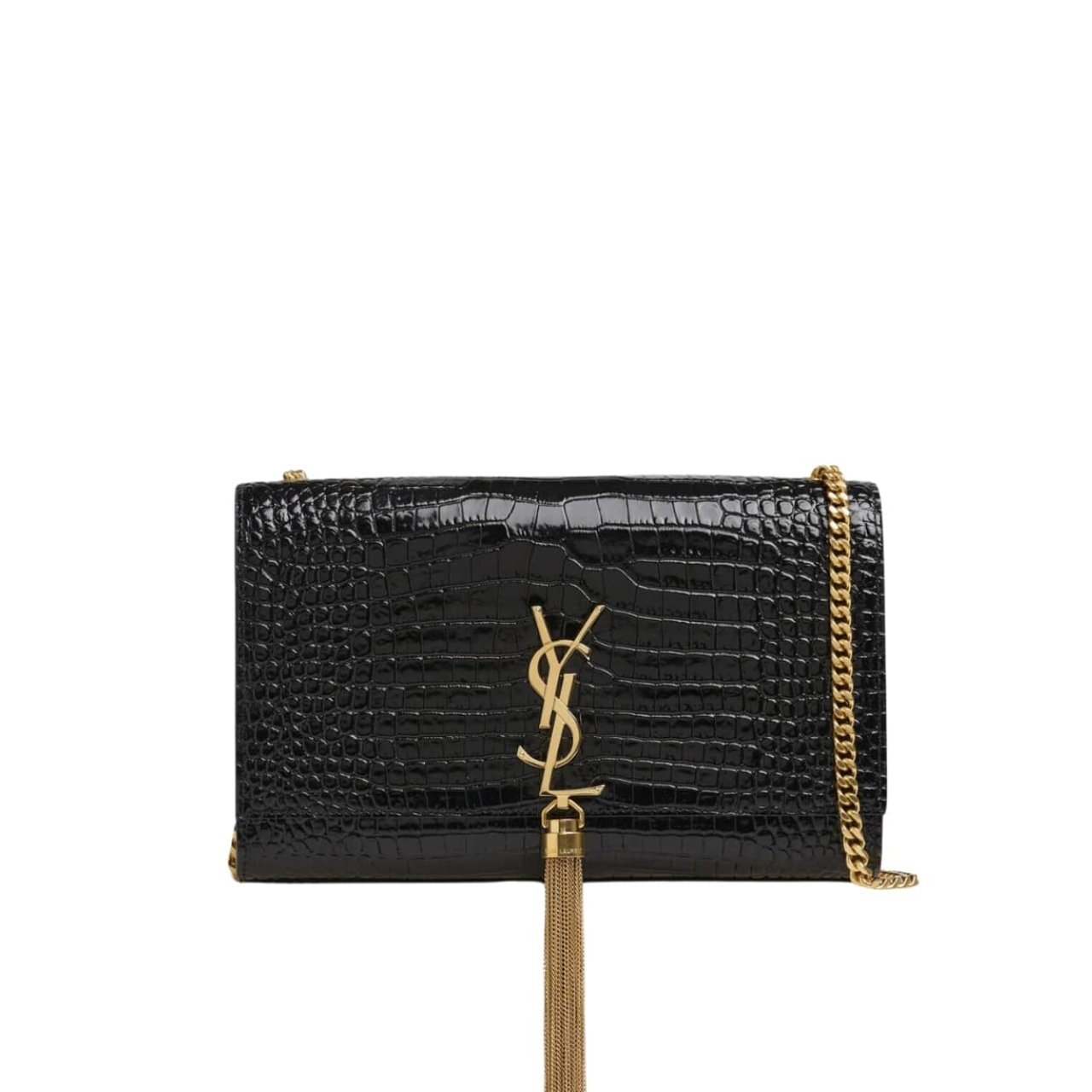 vel-10-2 Saint Laurent Kate Medium Chain Bag With Tassel Shiny Black 22Cm 354119AAAY14083 - Image 1