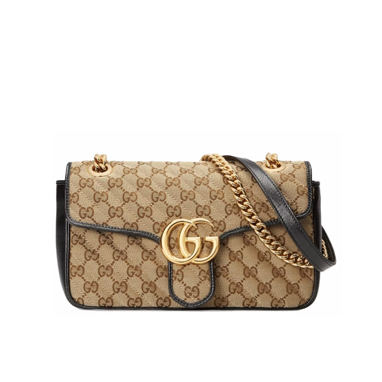 vel-12-4 Gucci GG Marmont Shoulder Bag Beige And Black 26Cm 443497 HVKEG 9772 - Image 1