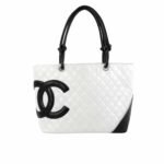Chanel Cambon Line Large Tote Bag In White And Black 41Cm
