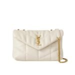 Saint Laurent Loulou Puffer Small Shoulder Bag Soft Cream 28Cm