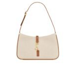 Saint Laurent Le 5 À 7 Linen Canvas Hobo Bag White And Brown 25Cm 657228FAAVH