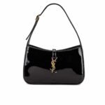 Saint Laurent Le 5 A 7 Patent Hobo Bag In Shiny Black 25Cm