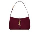 Saint Laurent Le 5 A 7 Patent Hobo Bag In Shiny Wine Red 25Cm