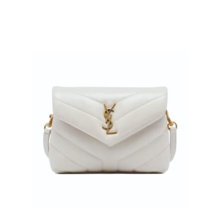 Saint Laurent Loulou Toy Strap Bag In Quilted Y White 20Cm