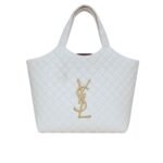 Saint Laurent Icare Shopping Bag In Quilted White 40Cm