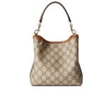 Gucci GG Emblem Mini Bucket Bag Beige And Dark Brown ‎21Cm 815118 FAD6L 9758