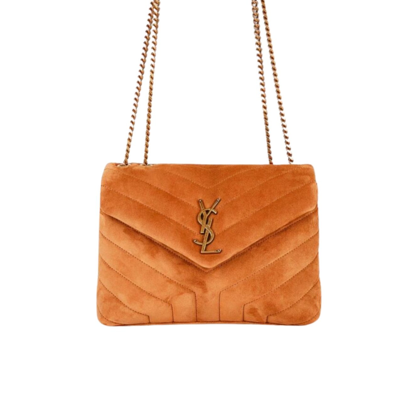vel-49 Saint Laurent Cinnamon Loulou Large Chain Bag In Suede Brown 31Cm - Image 1