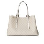 Gucci GG Emblem Large Tote Bag Beige And White GG Monogram Coated Fabric 38Cm 815213 FAD6L 9641
